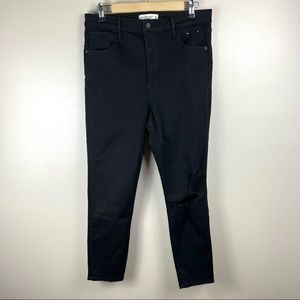 Abercrombie Womens Super Skinny High Rise Ankle Jeans Size 12 Black ripped knee